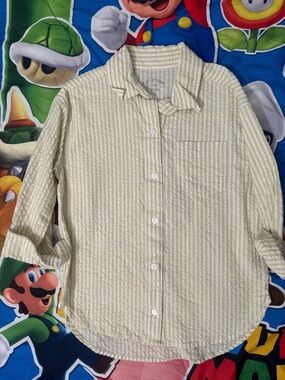 Target Green and White Striped Button-Down Shirt
